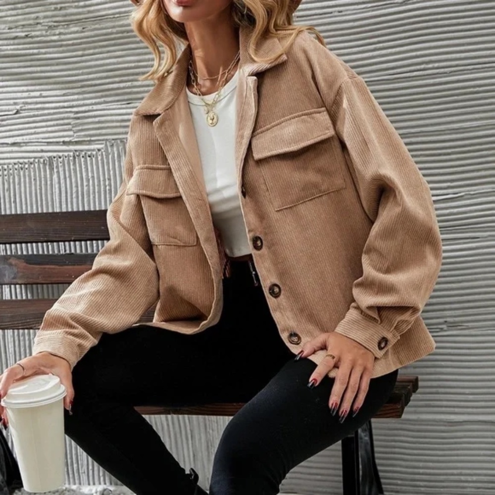 Cozy Button up Corduroy Oversized Jacket Shacket - Picture 12 of 13